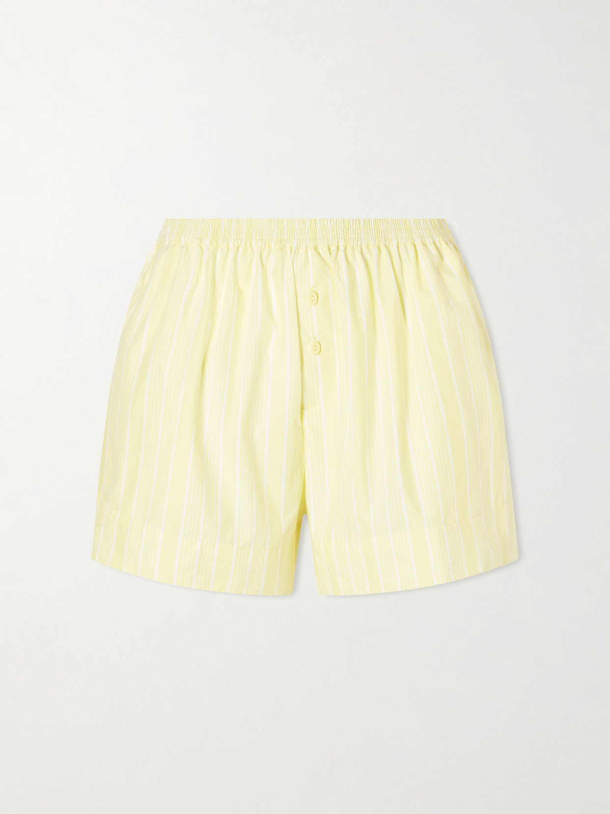 Faithfull Lonia Striped Cotton Shorts In Yellow
