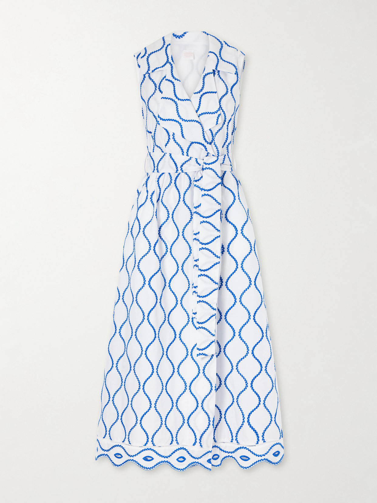 Loretta Caponi Noemie Double-breasted Striped Cotton-poplin Midi Dress In Blue