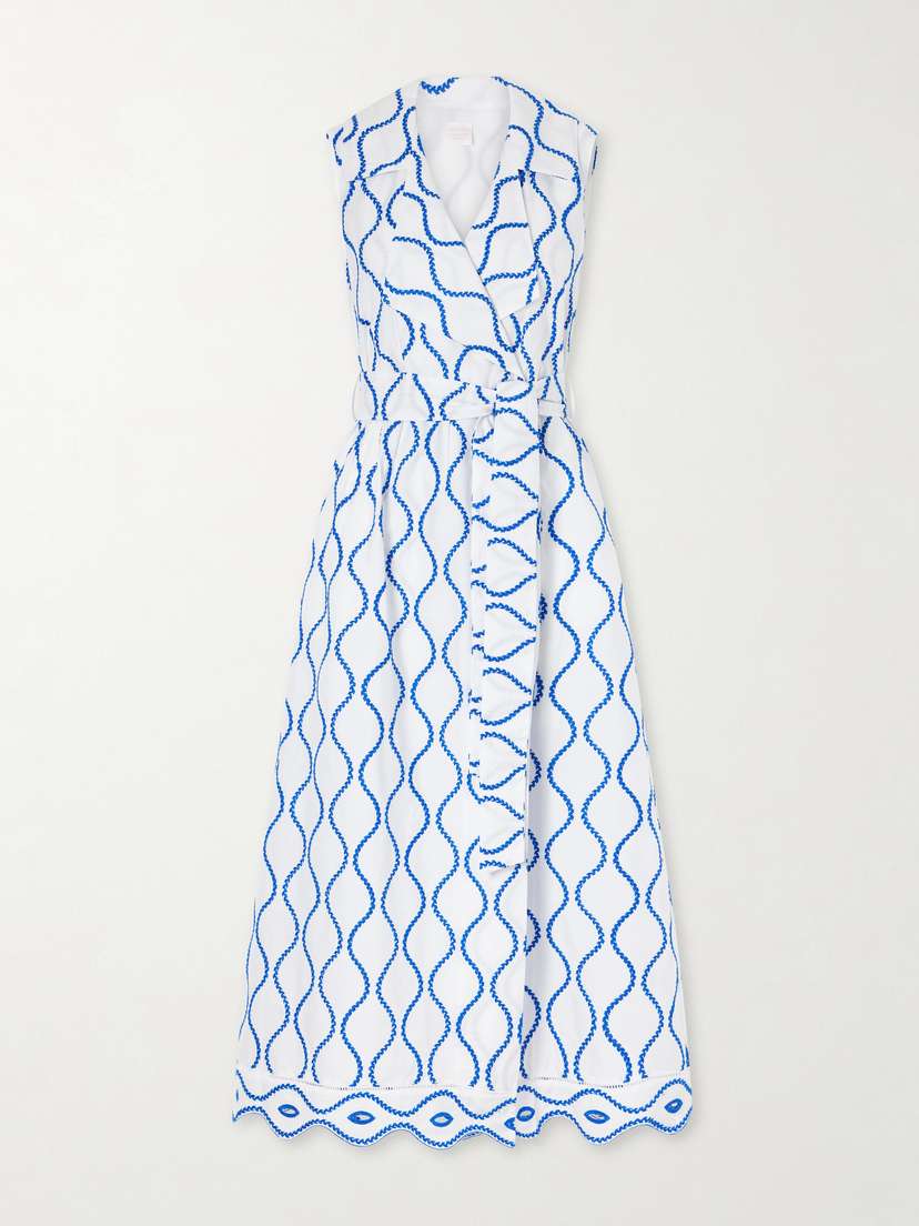 Loretta Caponi Noemie Double-breasted Striped Cotton-poplin Midi Dress