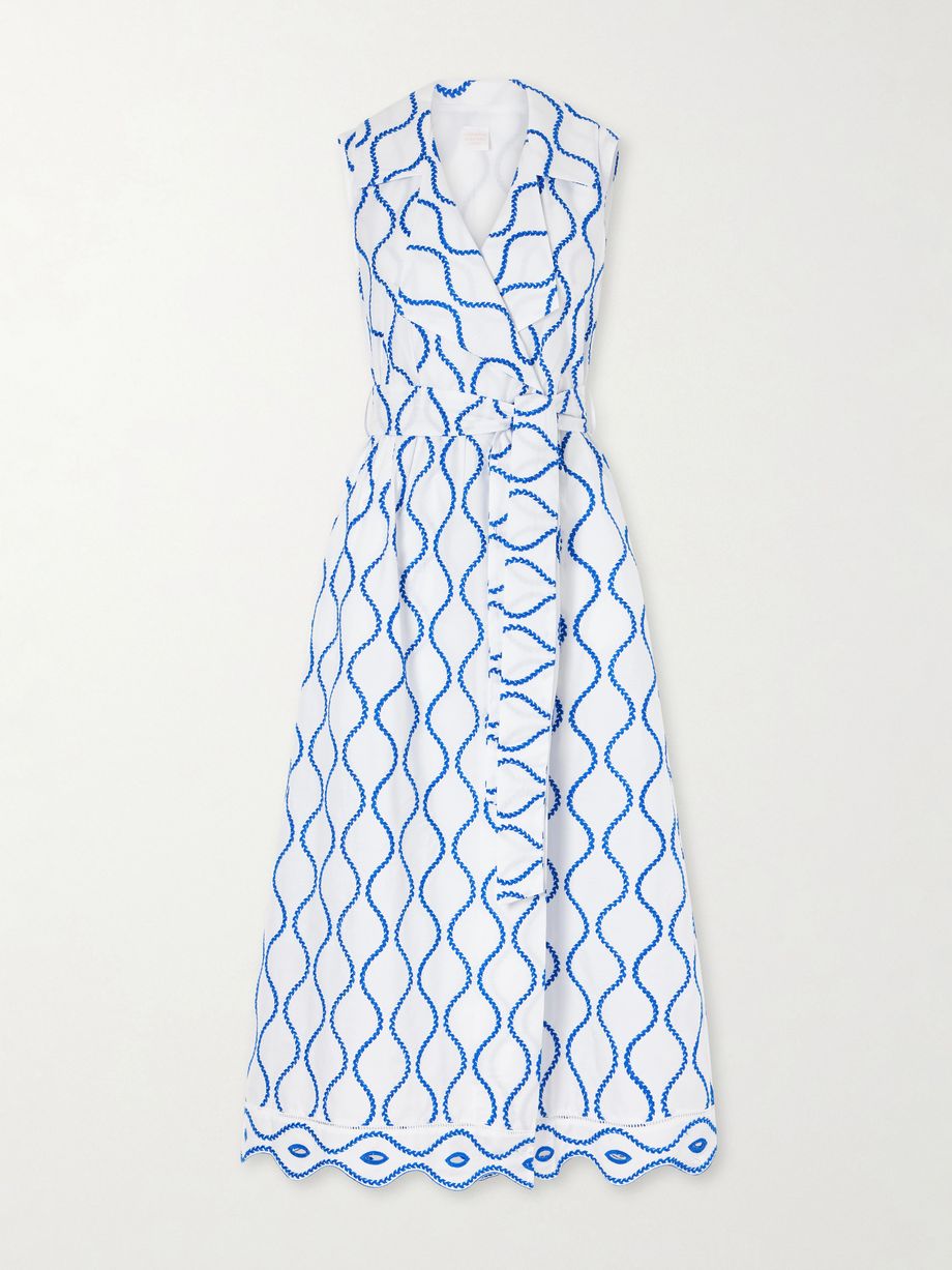 Noemie double-breasted striped cotton-poplin midi dress