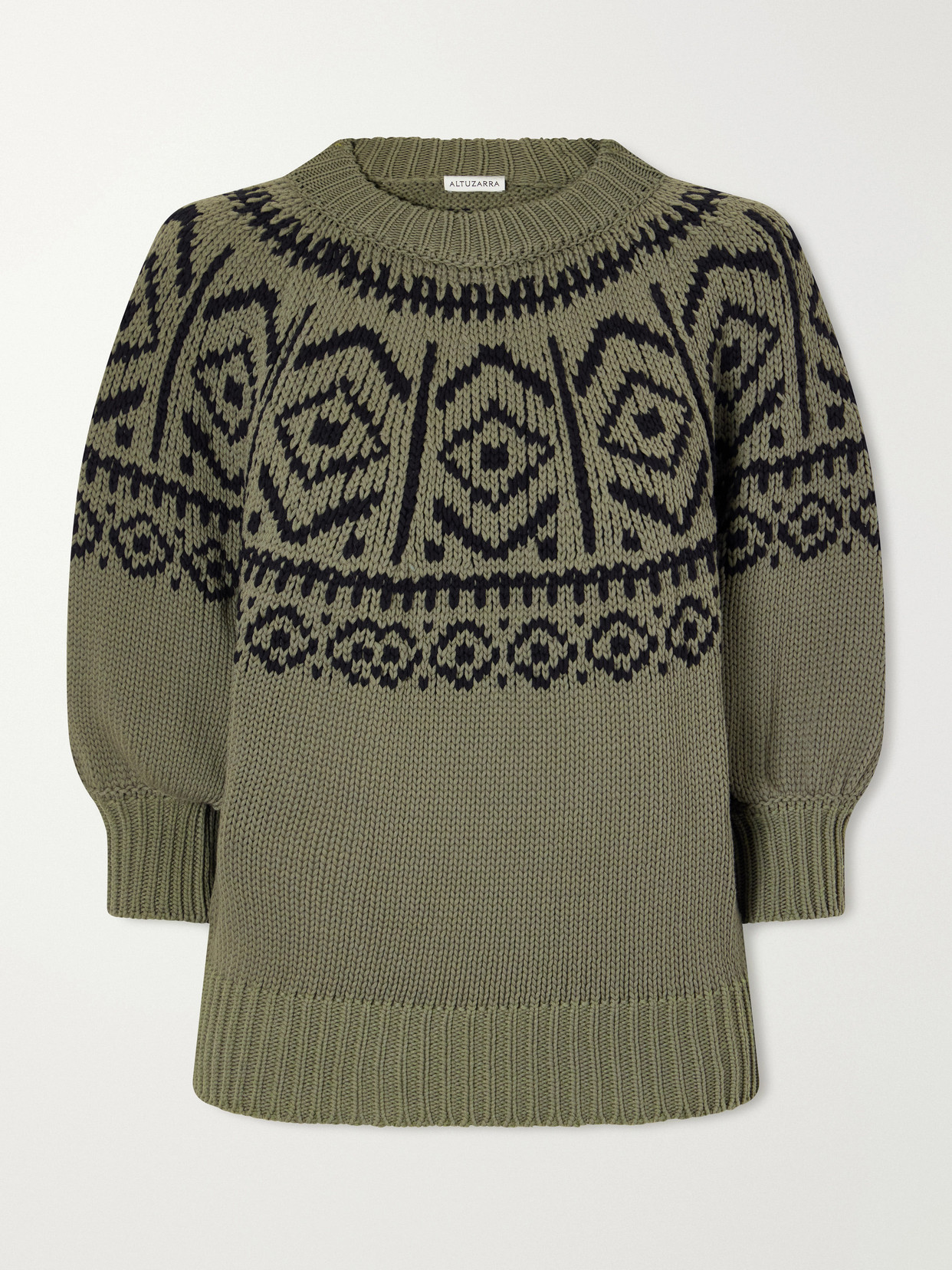 Altuzarra Howard Intarsia-knit Cotton-blend Sweater In Green