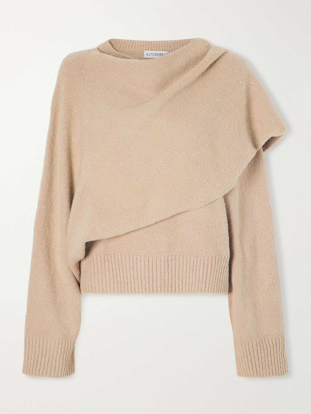 Altuzarra Scarf-detailed Organic Cotton Knitted Sweater In Brown