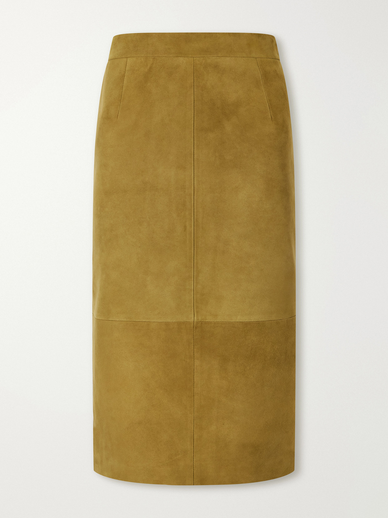 Altuzarra Hank Paneled Suede Knee-length Skirt In Brown