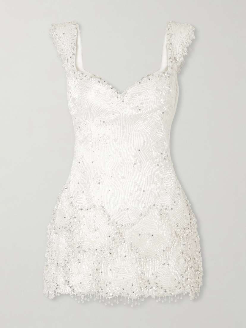Clio Peppiatt Emma Scalloped Embellished Satin Mini Dress | Thumbnail 5 Clio Peppiatt Emma Scalloped Embellished Satin Mini Dress | Thumbnail 5