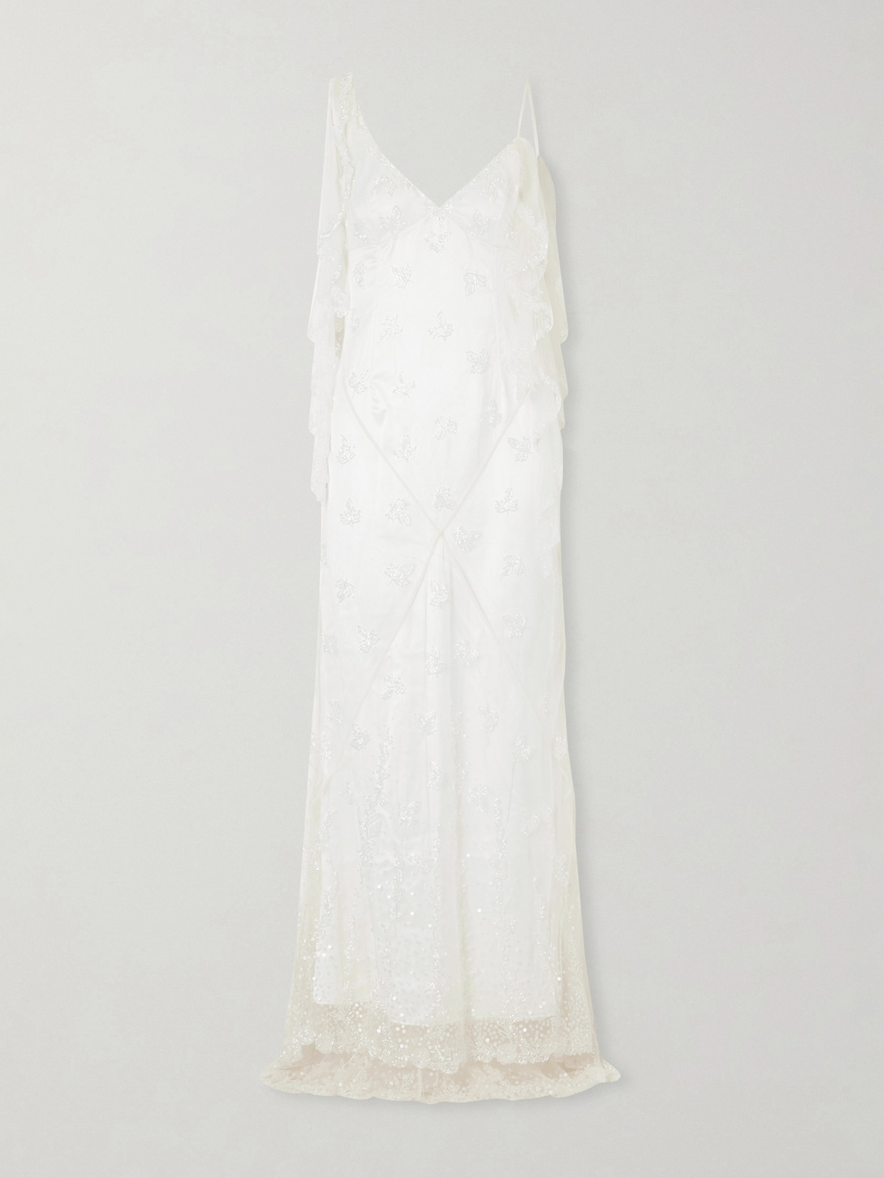 Clio Peppiatt Freya Embellished Draped Tulle Gown In Neutral