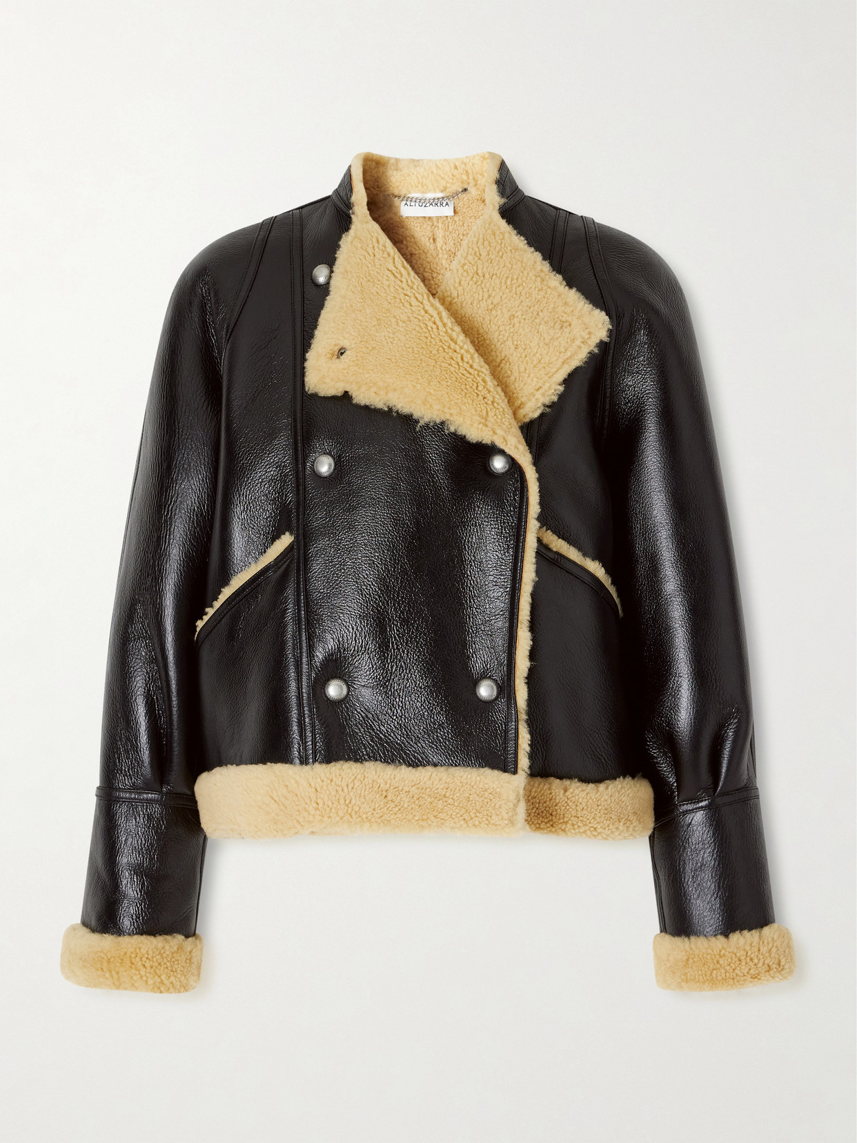Altuzarra Kenny Shearling-trimmed Leather Coat In Black