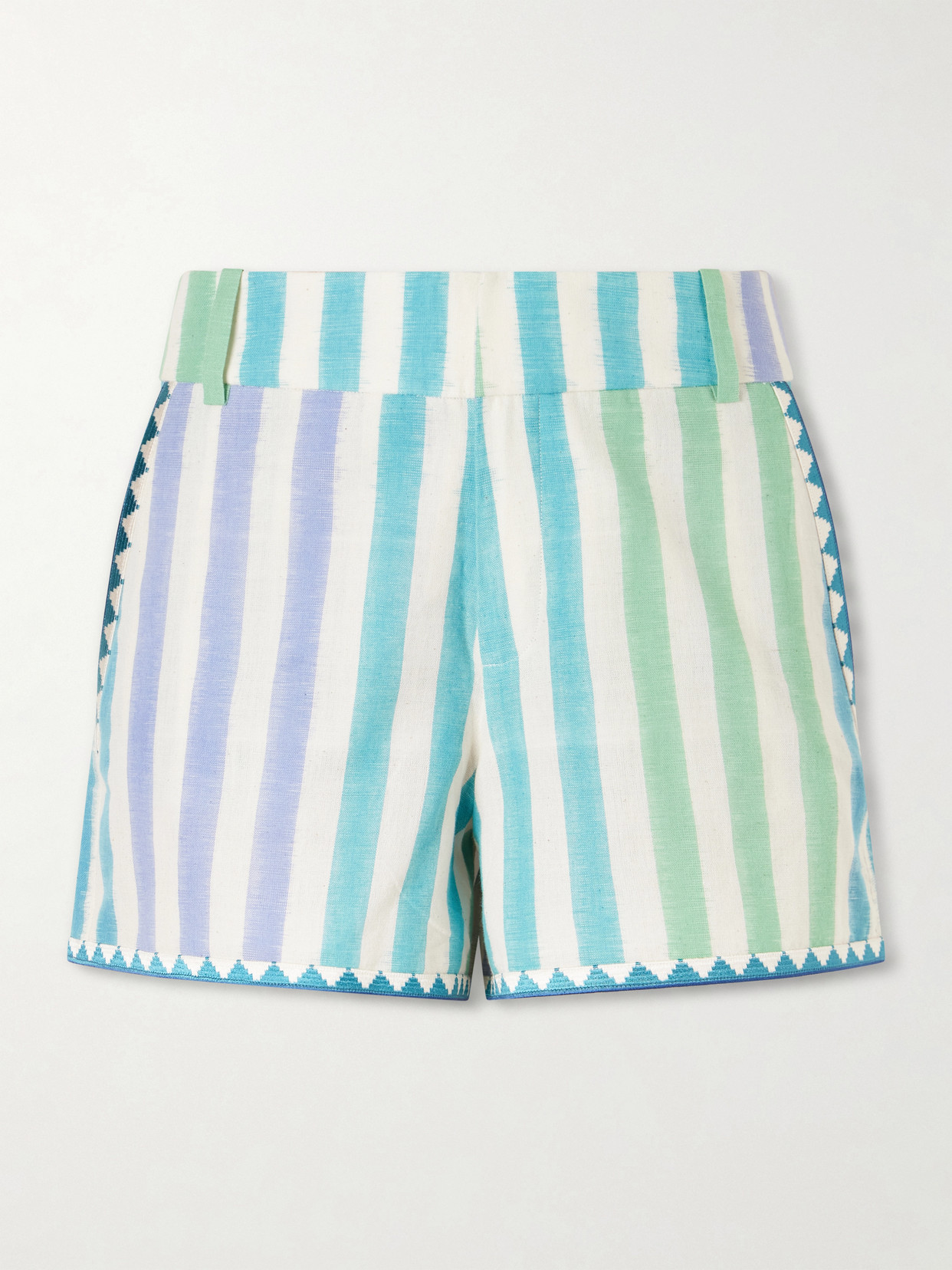 Emporio Sirenuse Ikat Striped Cotton Shorts In Blue