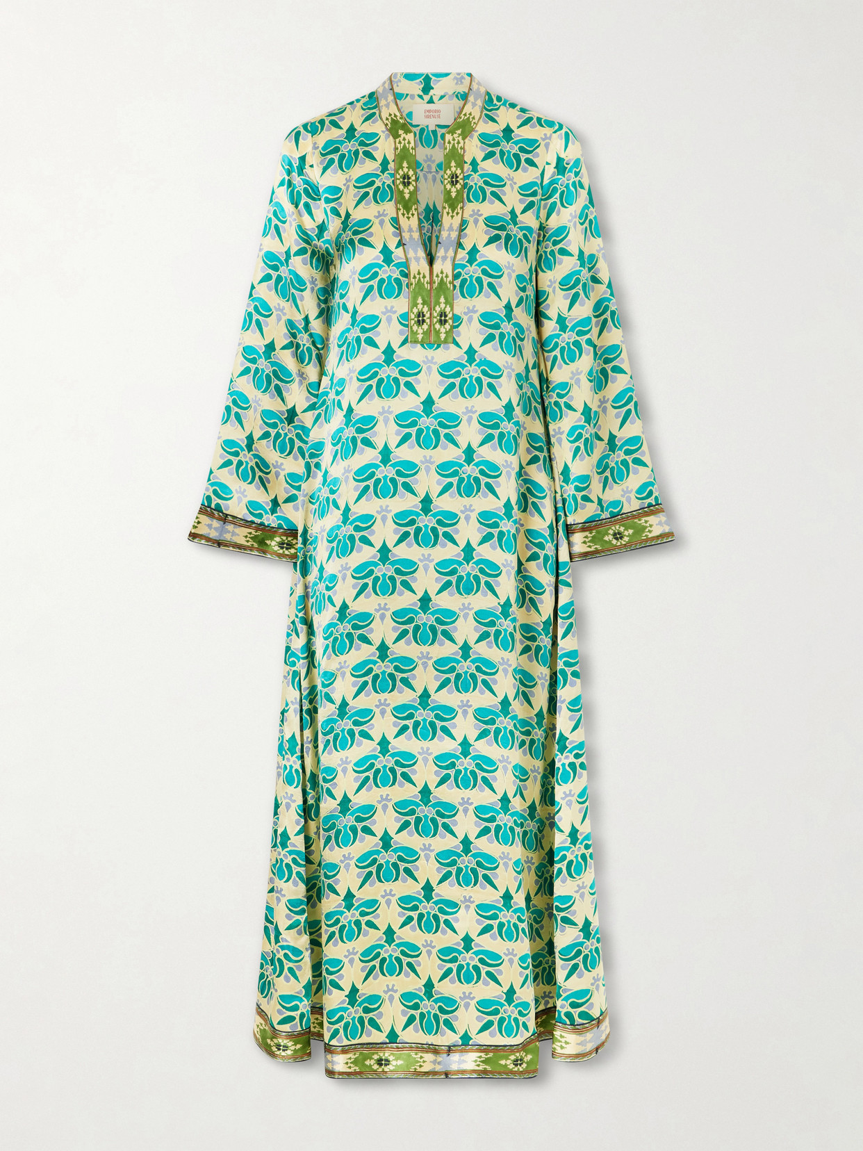 Emporio Sirenuse Jenna Jewelry Mare Printed Silk-satin Midi Dress In Blue
