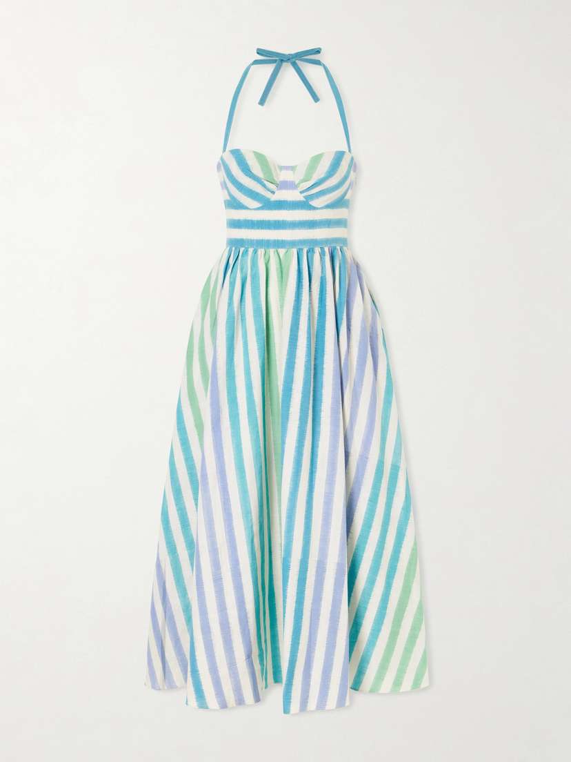 Emporio Sirenuse Johanna Ikat Striped Cotton Midi Dress | Thumbnail 5 Emporio Sirenuse Johanna Ikat Striped Cotton Midi Dress | Thumbnail 5
