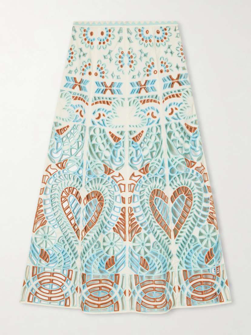 Emporio Sirenuse Rita Brisé Mare Broderie Anglaise Cotton Midi Skirt | Thumbnail 5 Emporio Sirenuse Rita Brisé Mare Broderie Anglaise Cotton Midi Skirt | Thumbnail 5
