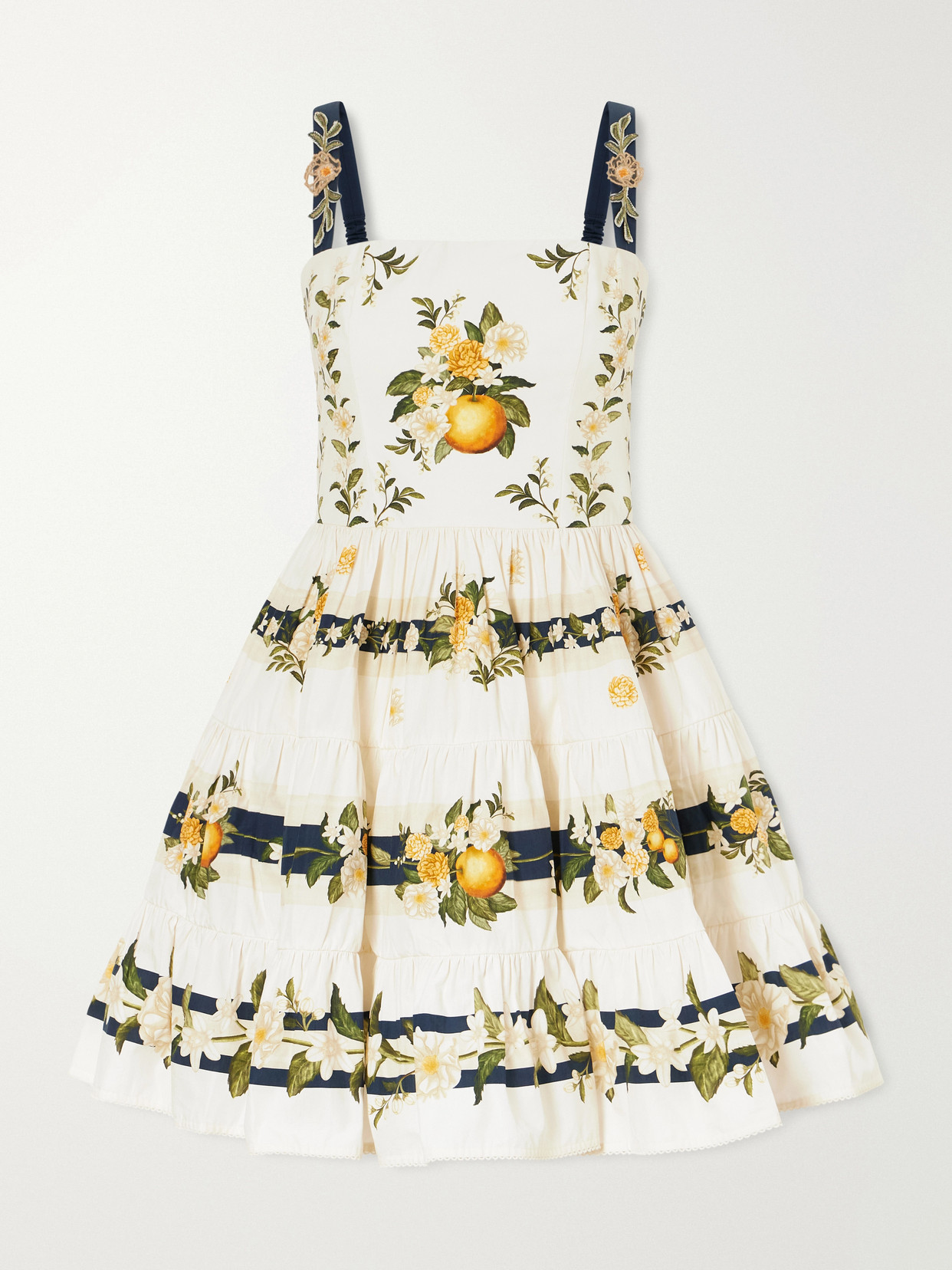 Agua By Agua Bendita Lima Floral-printed Cotton Mini Dress In Neutral