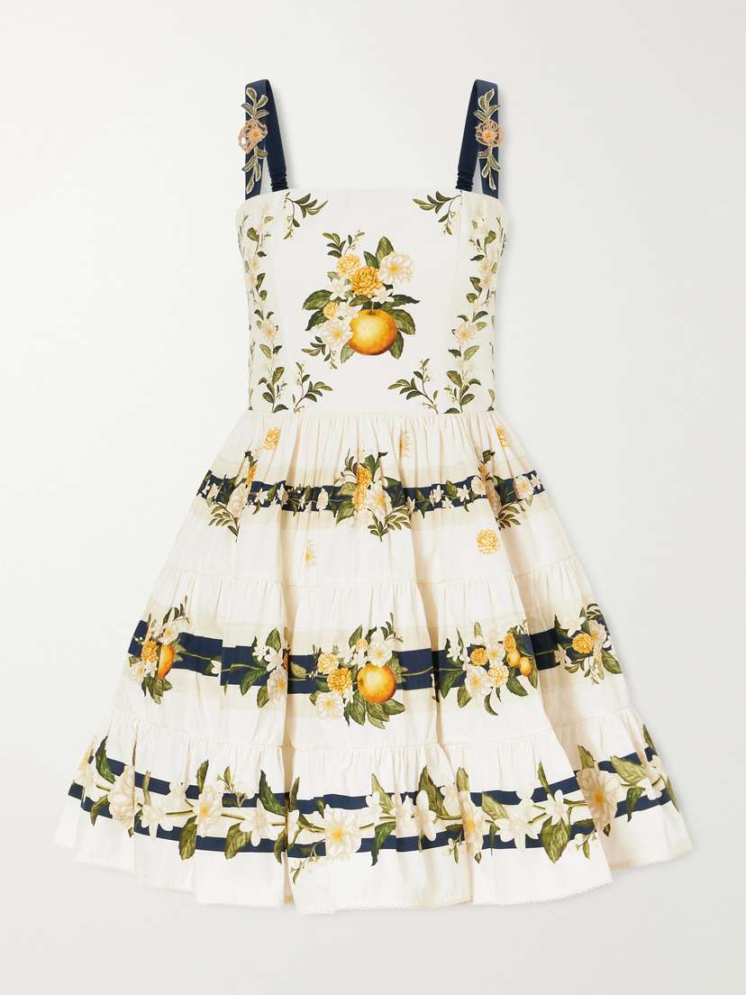 Agua by Agua Bendita Lima Floral-printed Cotton Mini Dress