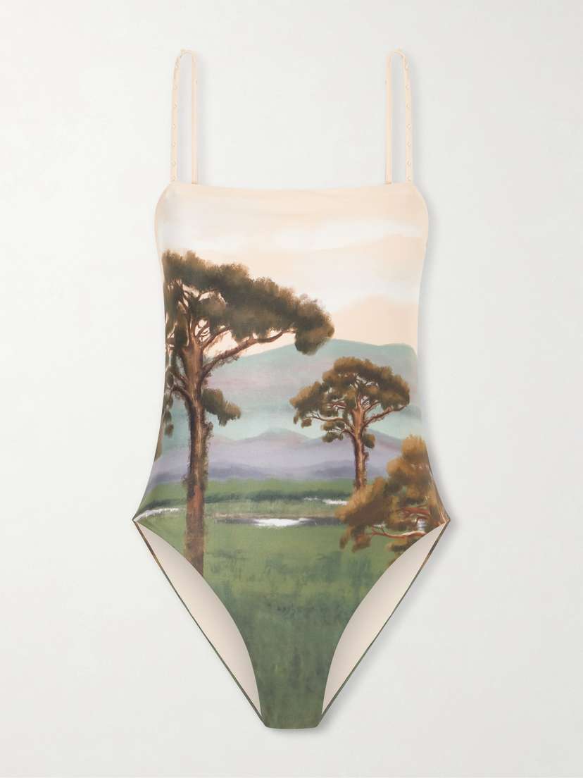 Agua by Agua Bendita Durazno Paraiso Embellished Printed Stretch Recycled Swimsuit