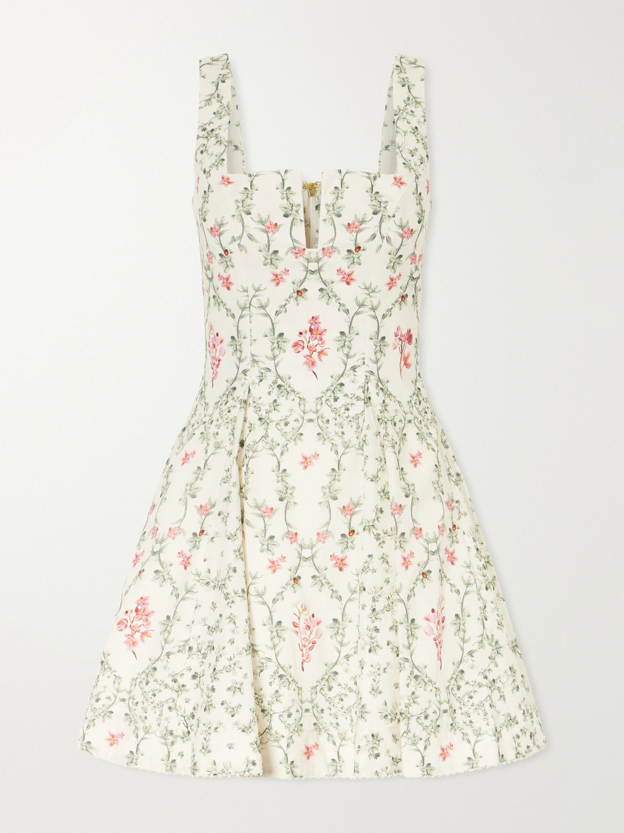 Agua By Agua Bendita Cauca Tiered Floral-print Cotton Mini Dress In Neutral