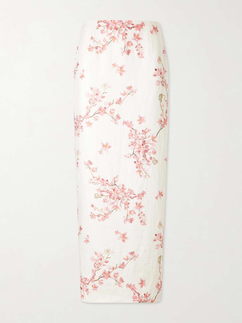 Agua by Agua Bendita Lirica Cauca Floral-print Linen Maxi Skirt