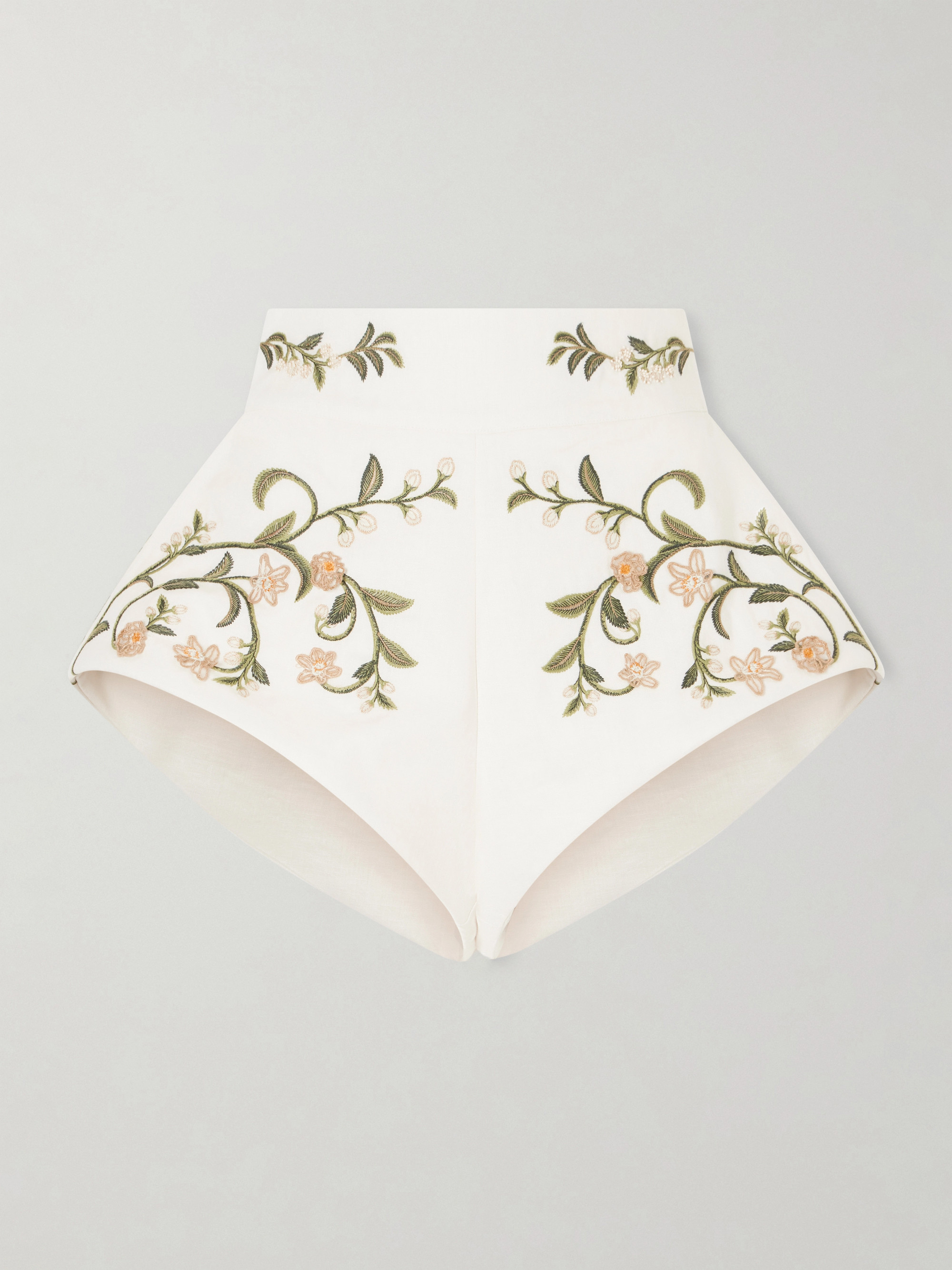 Agua by Agua Bendita Floral embroidered linen mini shorts