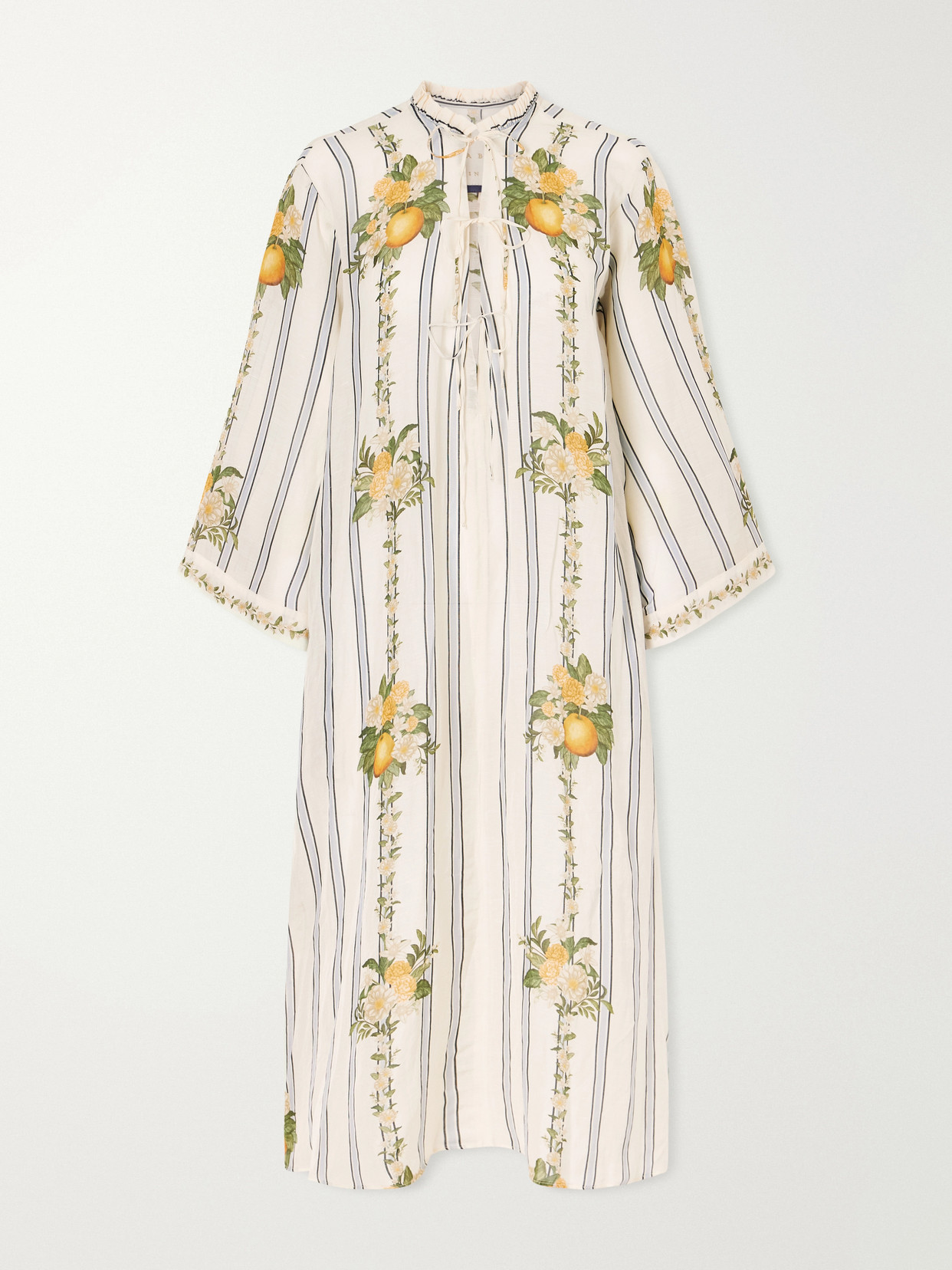 Agua by Agua Bendita - Datil Striped Floral-print Gauze Coverup - White