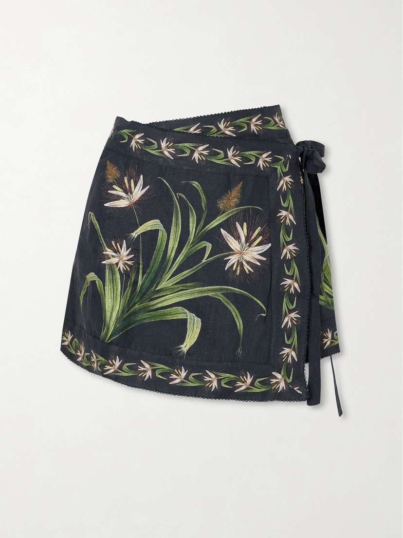 Agua by Agua Bendita Luna Azucar Floral-print Self-tie Linen Pareo | Thumbnail 5 Agua by Agua Bendita Luna Azucar Floral-print Self-tie Linen Pareo | Thumbnail 5
