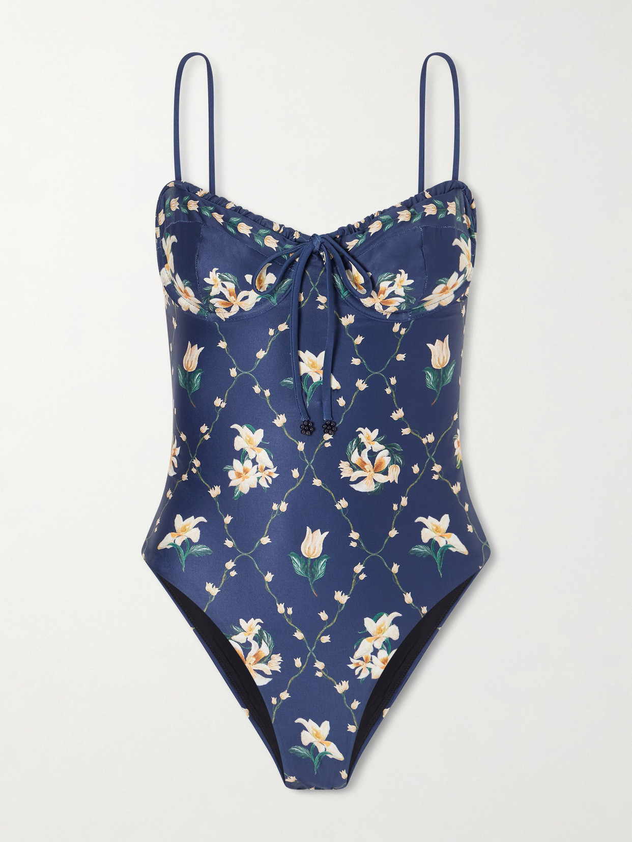 Agua By Agua Bendita Ebano Promesa Floral-print One-piece Swimsuit In Blue