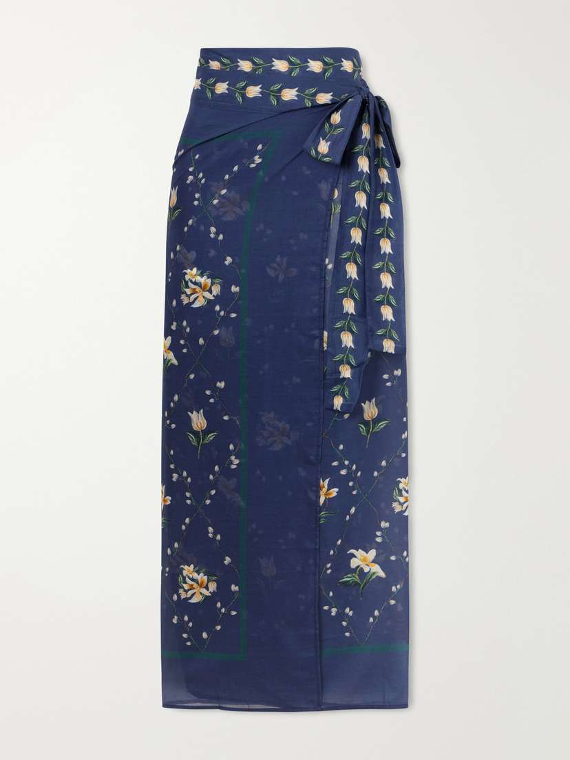 Agua by Agua Bendita Floral Print Wrap Cotton And Silk-blend Coverup