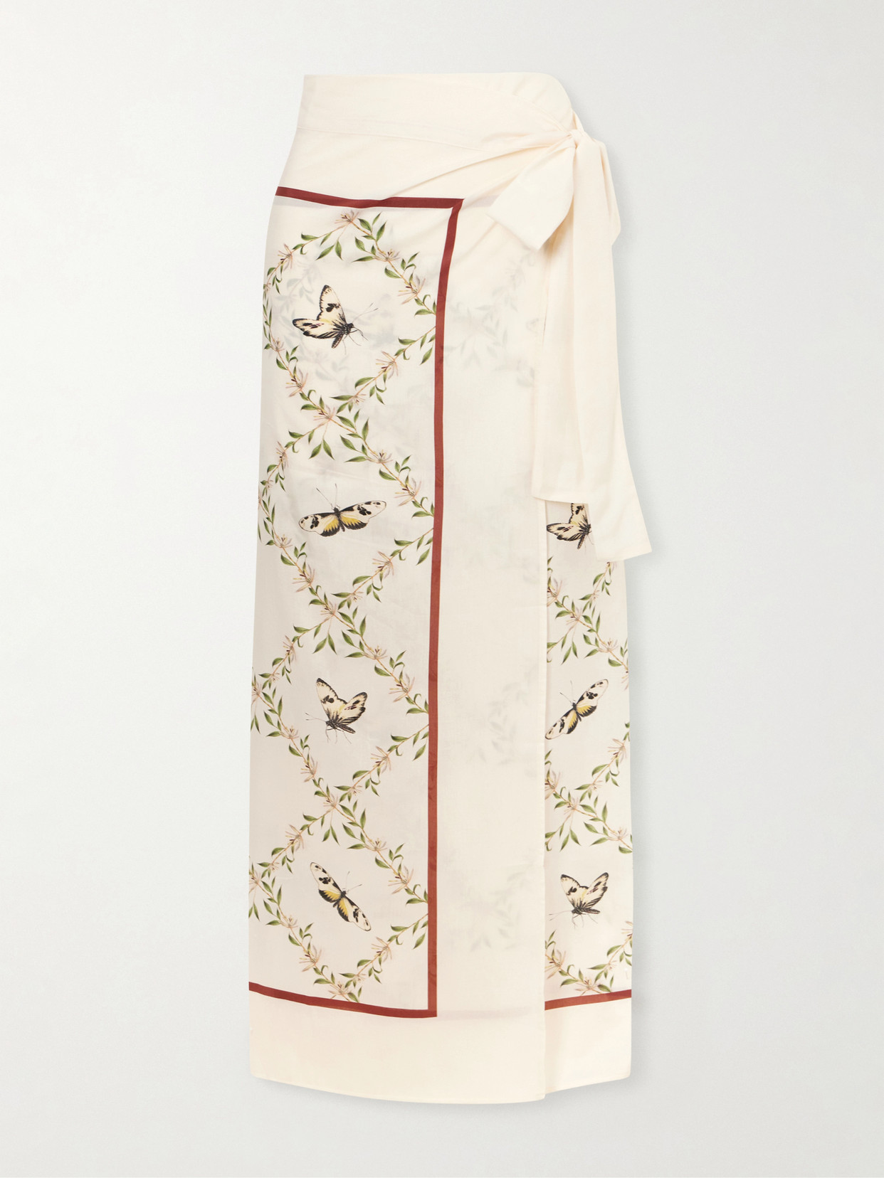 Agua By Agua Bendita Floral-print Wrap Cotton And Silk-blend Coverup In Neutral