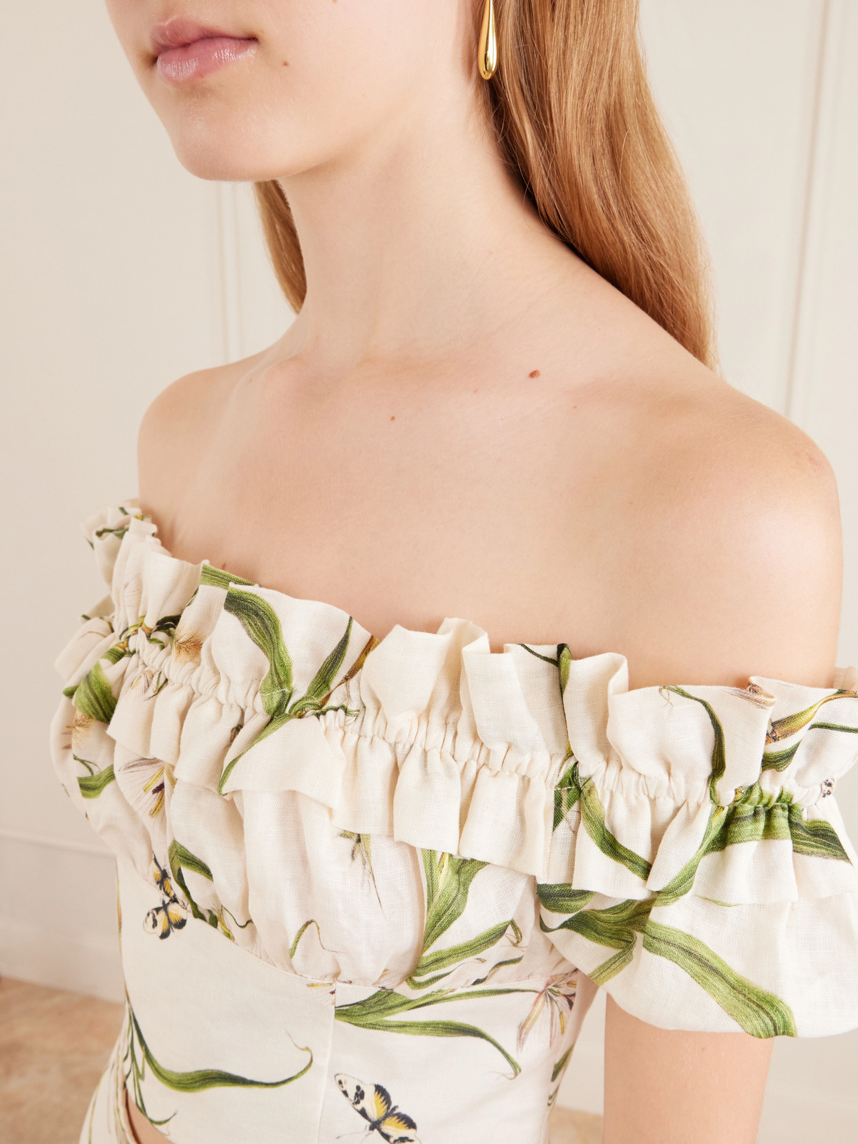 Pimienta Azucar Cropped Floral-Print Top