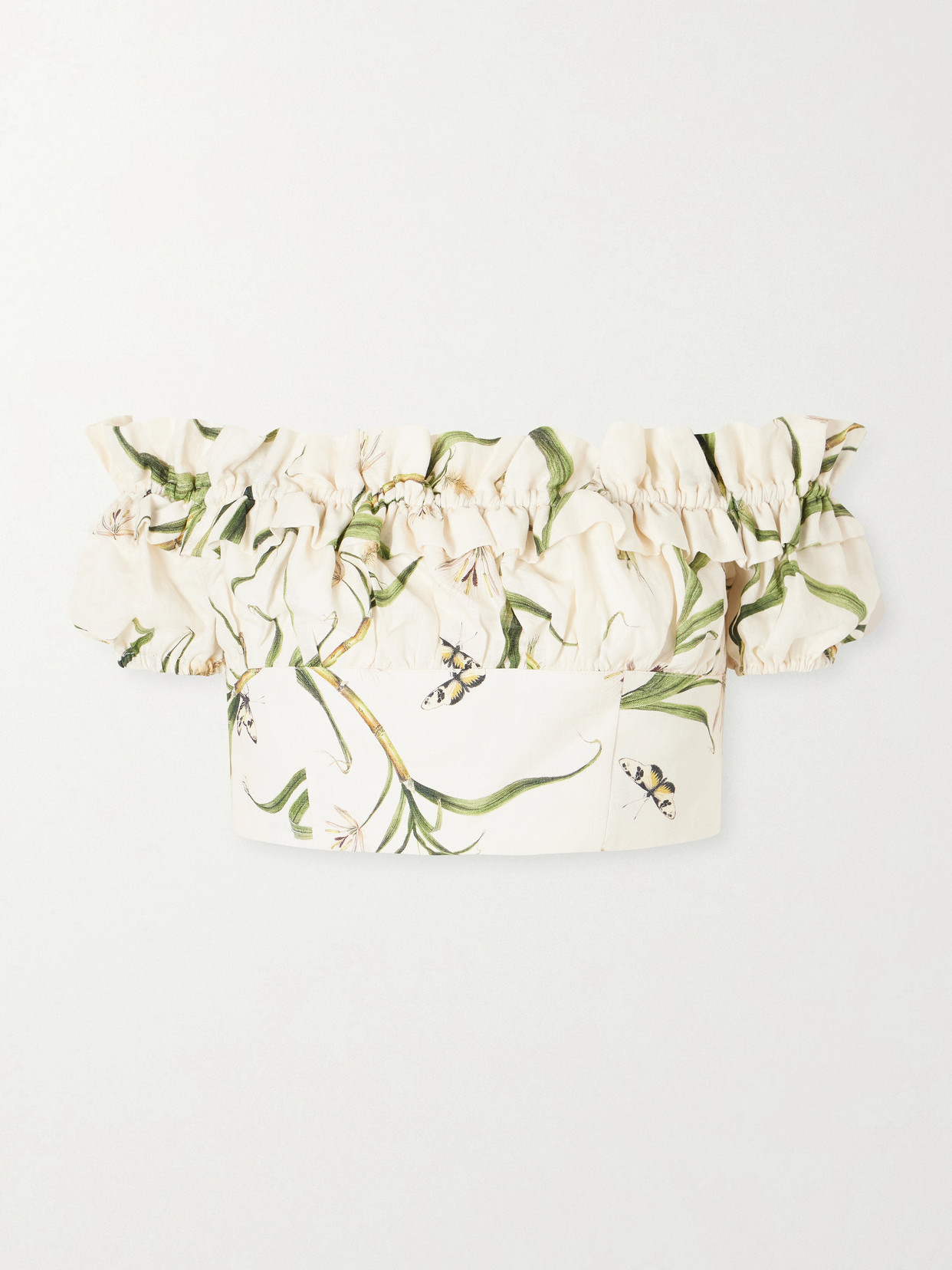 Agua By Agua Bendita Pimienta Azucar Cropped Floral-print Linen Top In Neutral