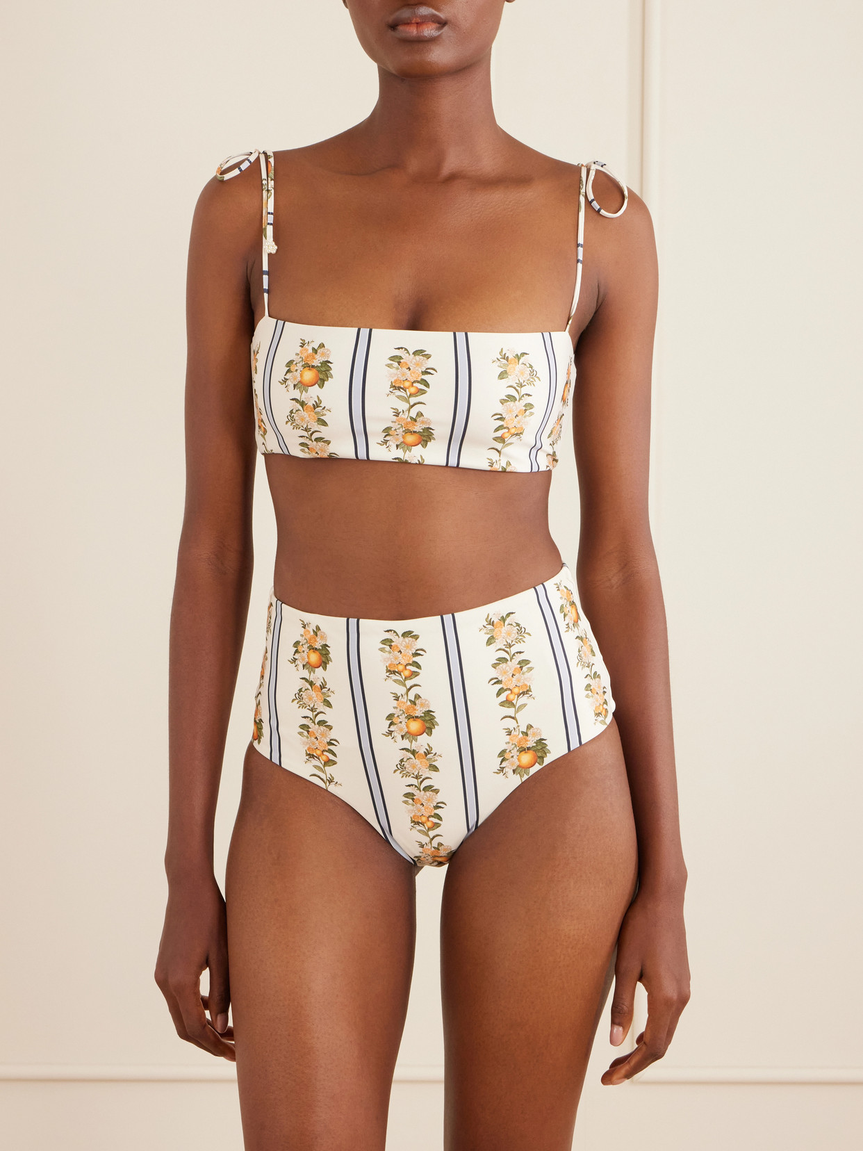 Agua By Agua Bendita Primavera Floral-print Bikini Top In Neutral