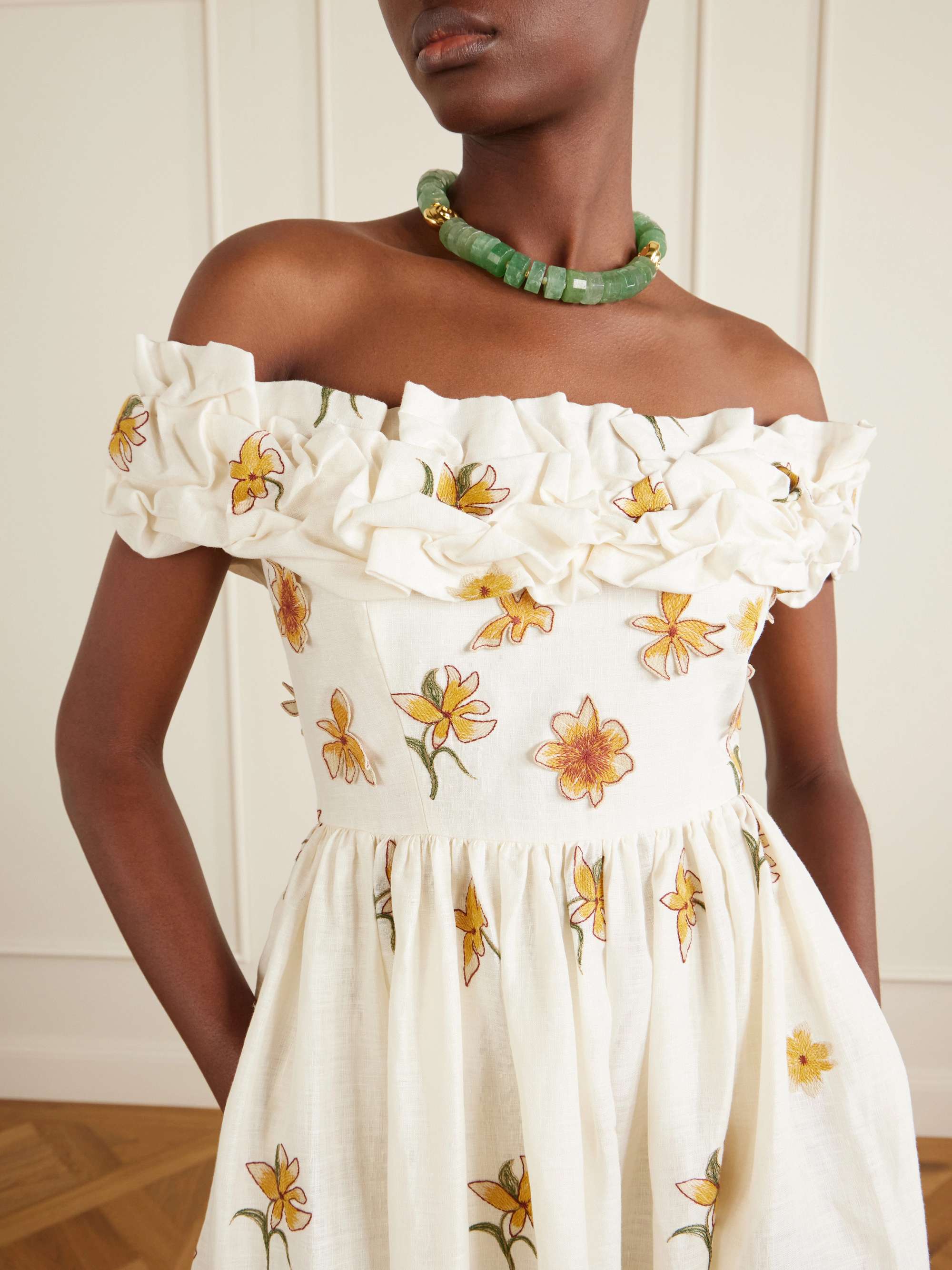 rhodes cotton dress [FINAL SALE] The model is wearing midi dress boutiques online WID:Narrow Tiered Sequin Gown with