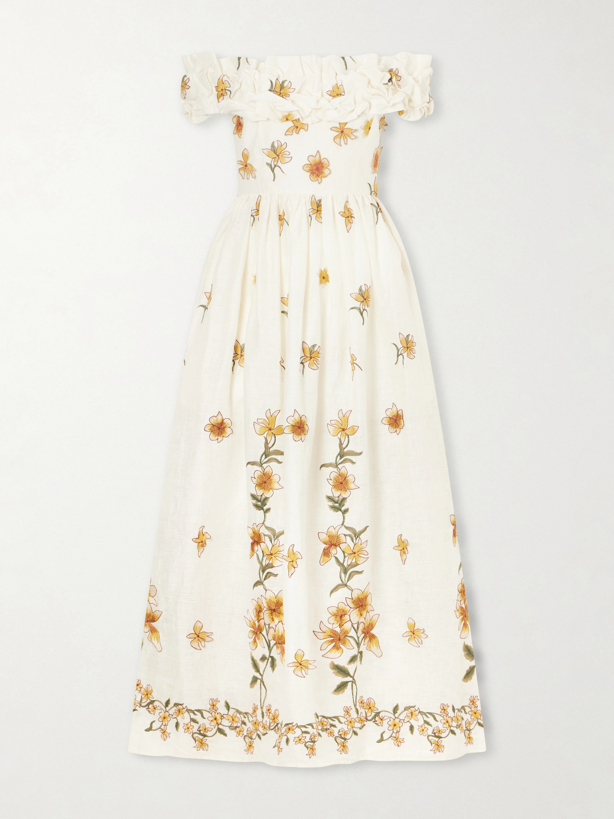 Agua By Agua Bendita Espliegov Linen-floral Maxi Dress In White