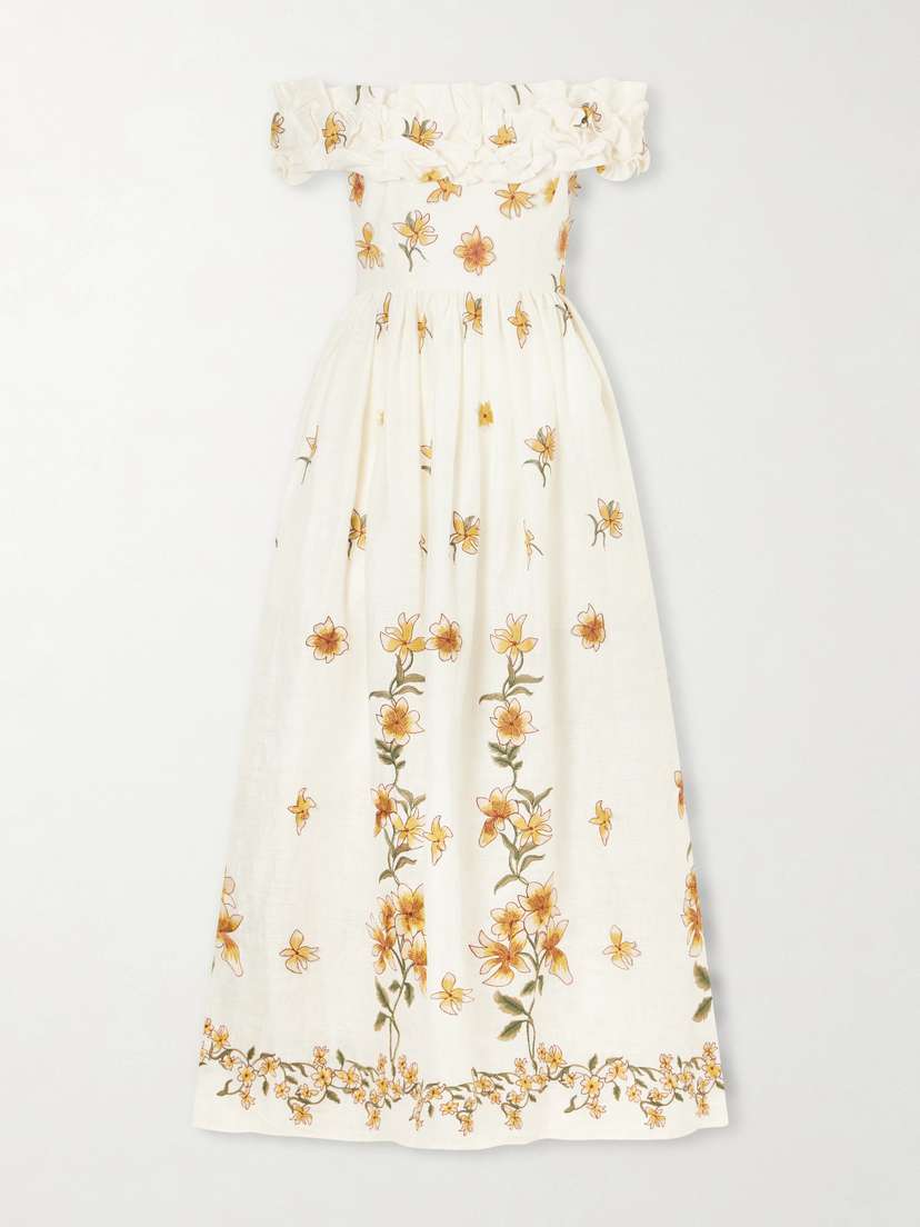 Agua by Agua Bendita Espliegov Linen-floral Maxi Dress