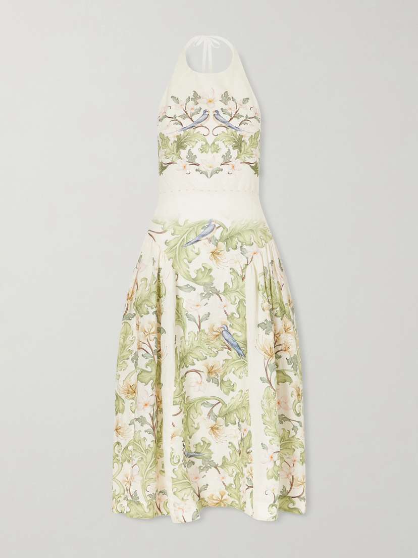 Agua by Agua Bendita Balsa Anhelo Embellished Printed Halterneck Linen Maxi Dress | Thumbnail 5 Agua by Agua Bendita Balsa Anhelo Embellished Printed Halterneck Linen Maxi Dress | Thumbnail 5