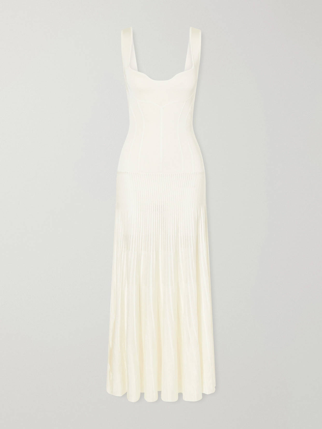 Galvan Aurelia Ribbed Woven Gown In White
