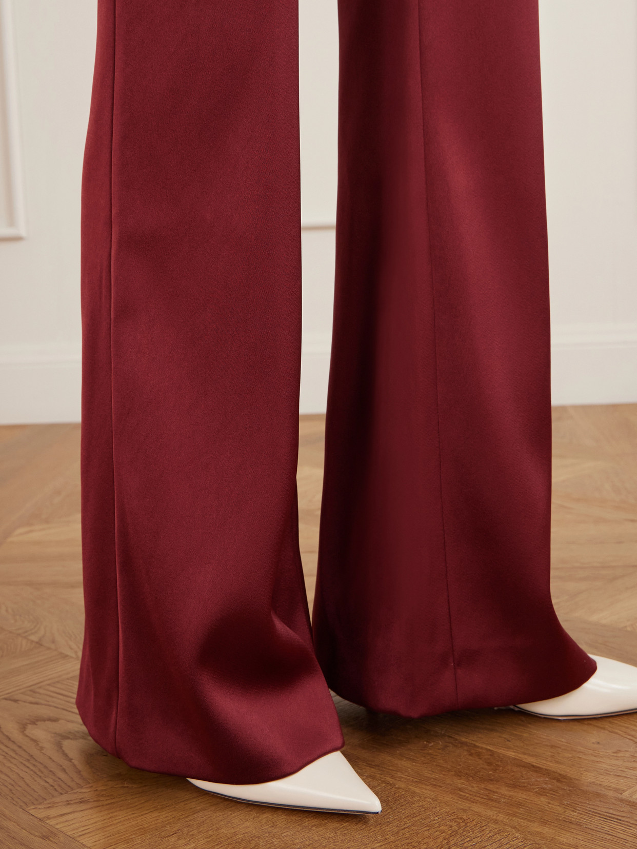 Galvan Satin Flared Pants In Red