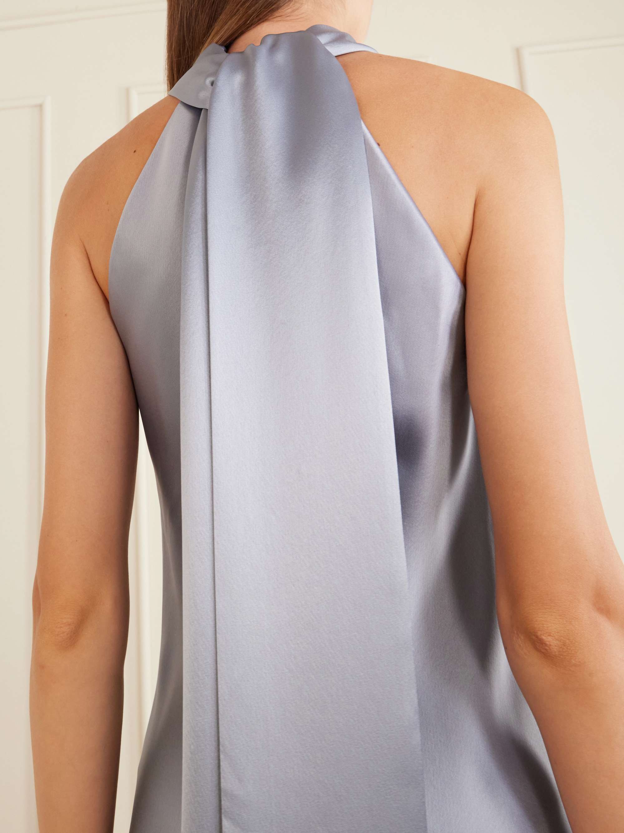 galvan satin halterneck mini dress GALVAN Satin halterneck mini dress