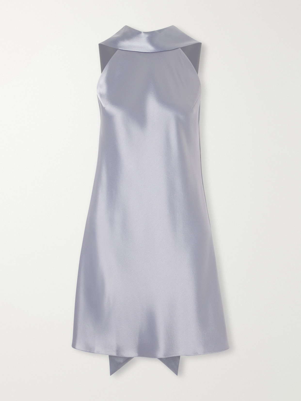 Galvan Siena Satin Halterneck Mini Dress In Blue