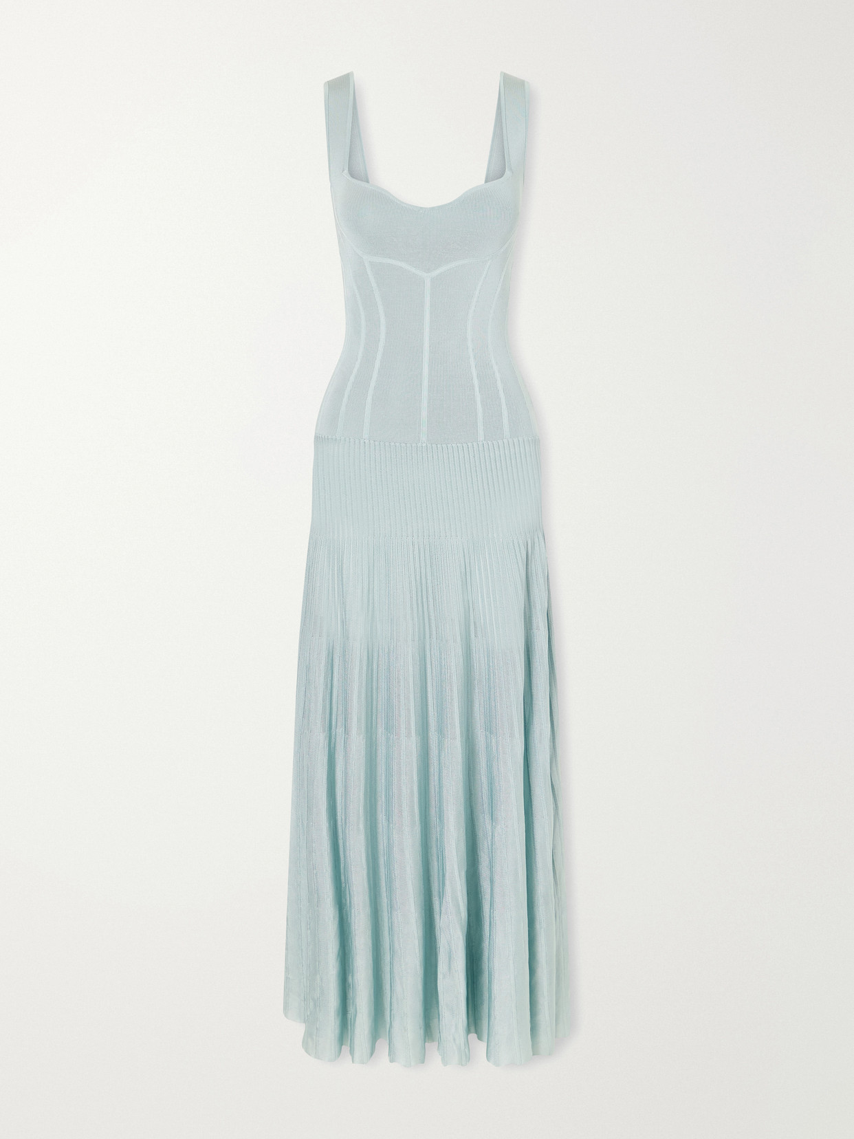 Galvan Aurelia Ribbed Woven Gown In Blue