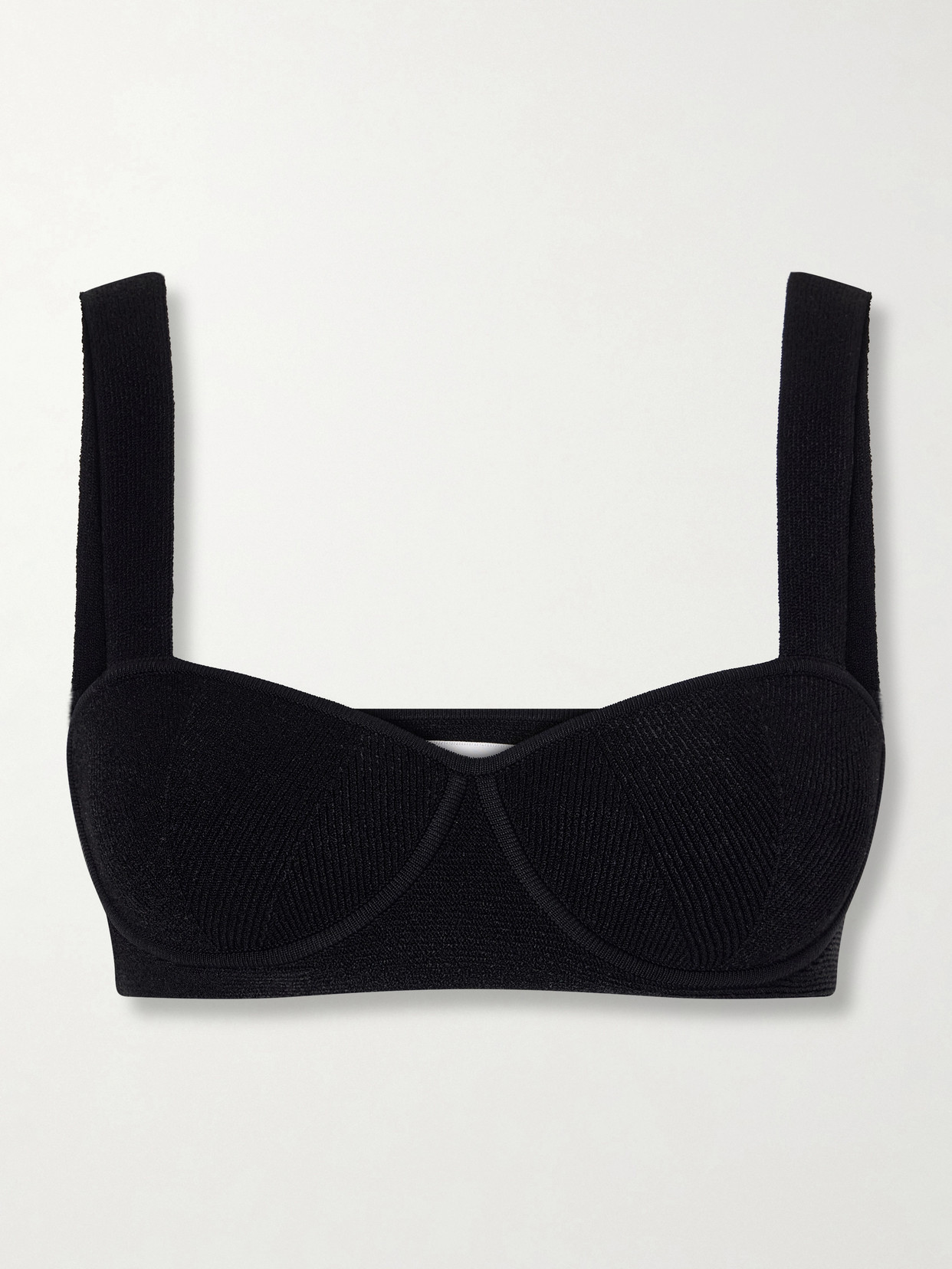Galvan Nyx Ribbed Cropped Top In Black