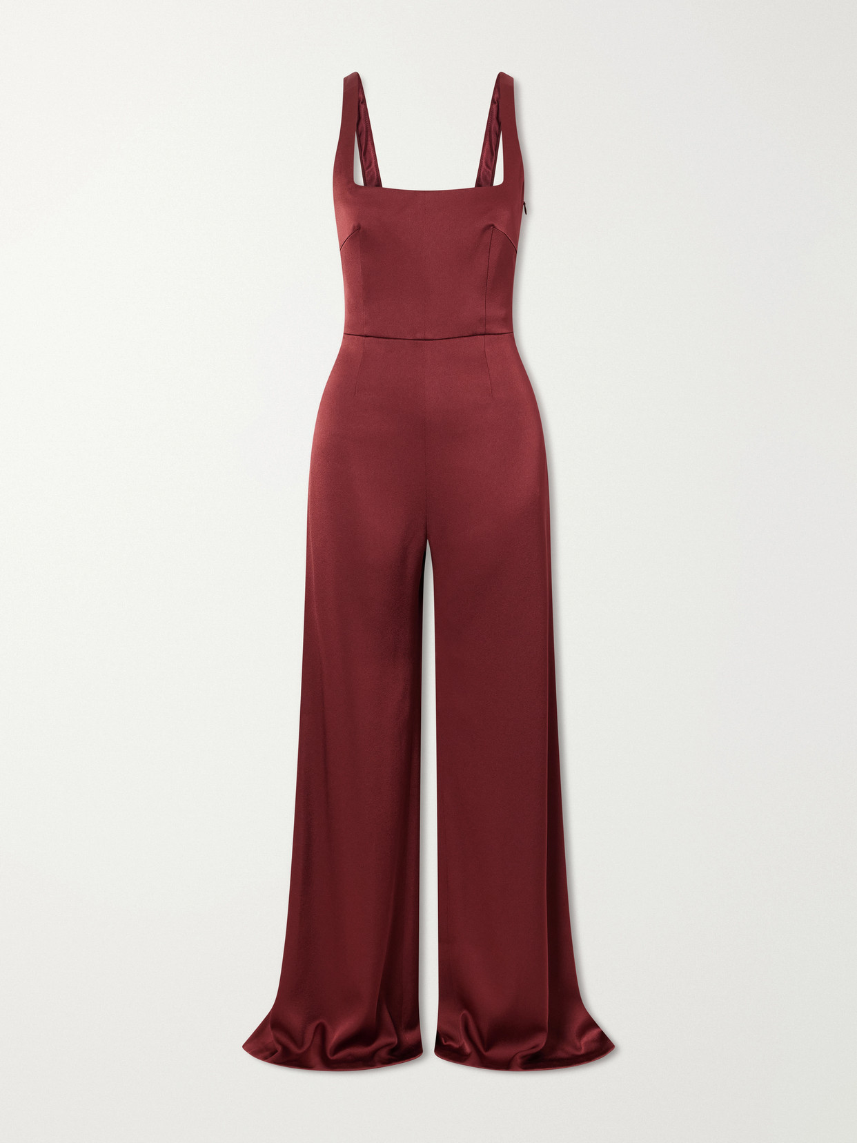 Galvan Geneva Sunrise Satin Jumpsuit In Burgundy