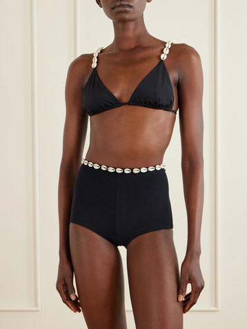 SARA CRISTINA Embellished jersey bikini bottoms