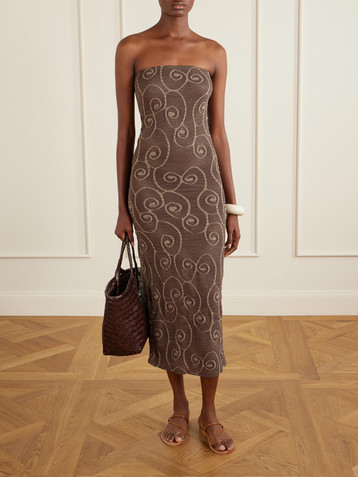 SARA CRISTINA Metallic jacquard-knit midi dress