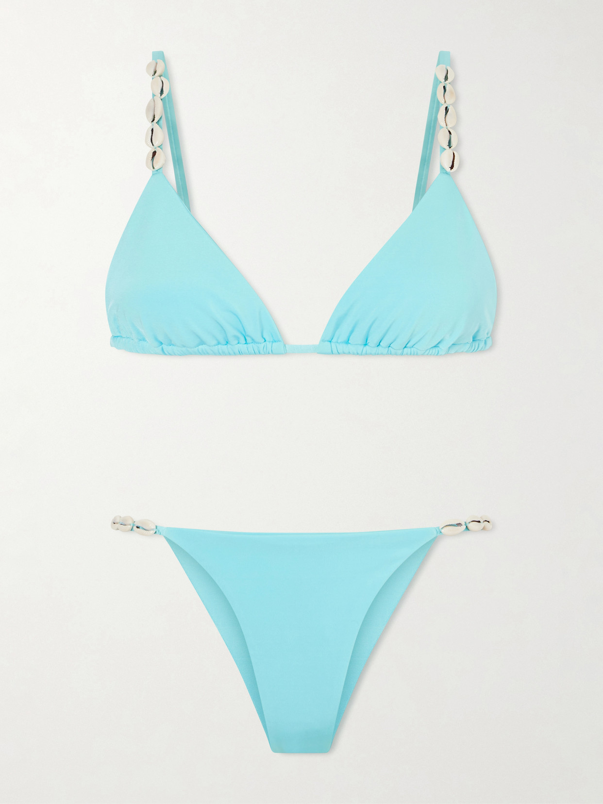 Sara Cristina Cowries Embellished Bikini In Blue