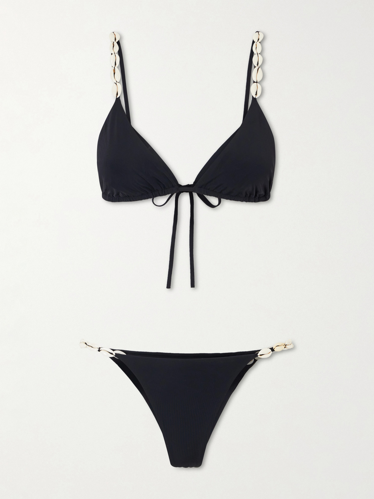 Sara Cristina Cowries Embellished Bikini In Black