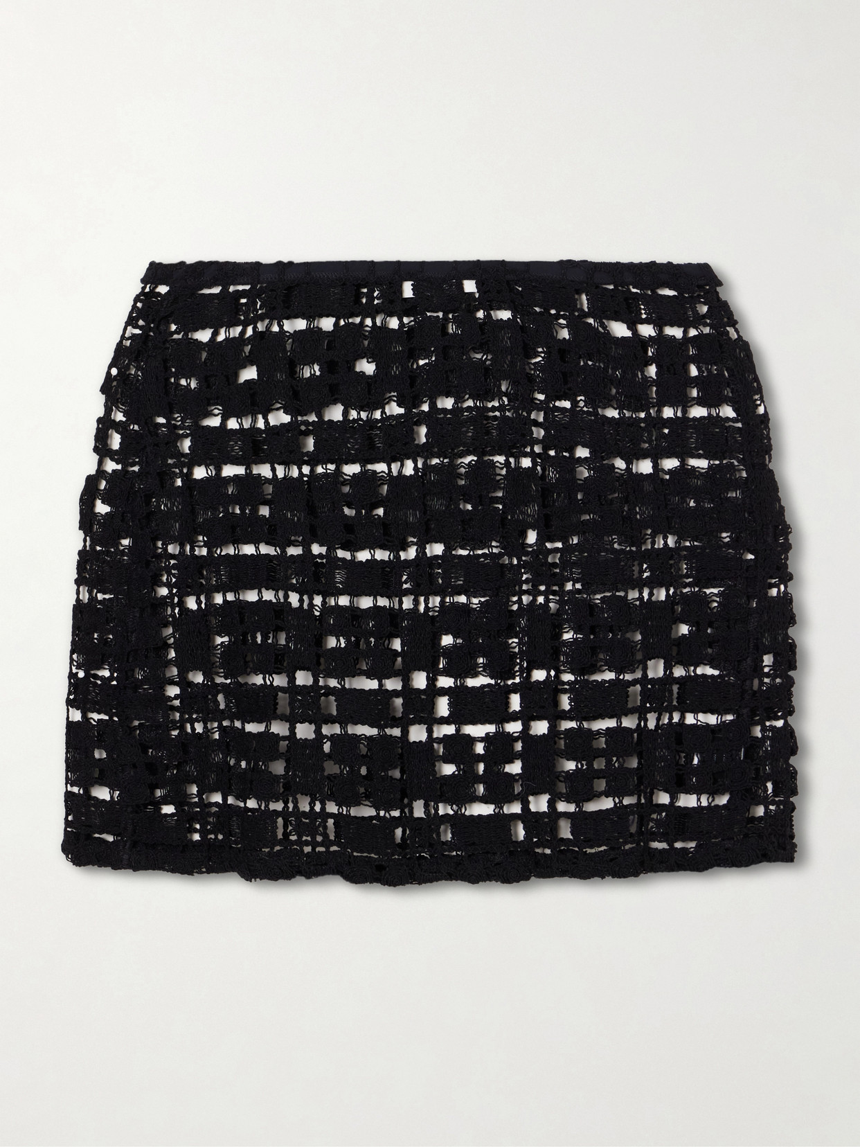 Sara Cristina Sun Crocheted Cotton Mini Skirt In Black