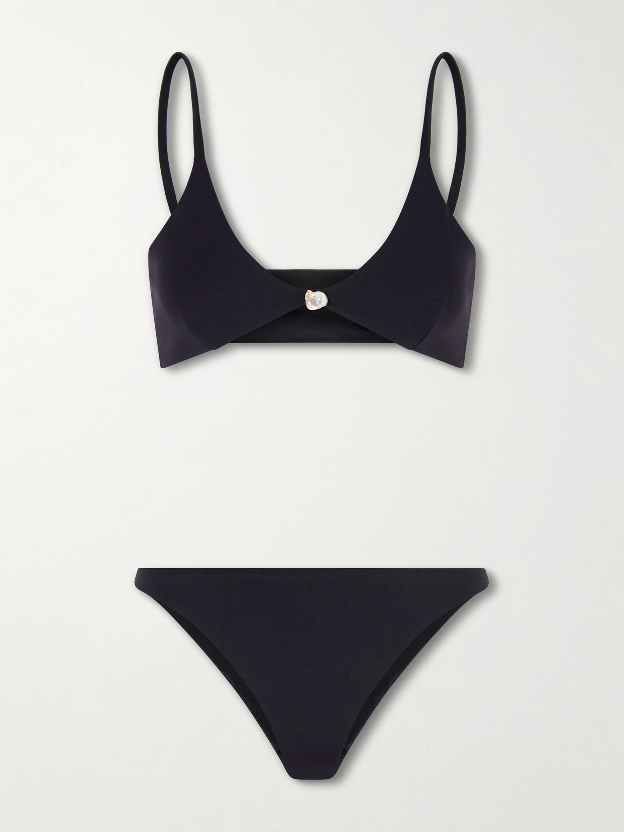 Sara Cristina Luna Pearl-embellished Bikini In Black