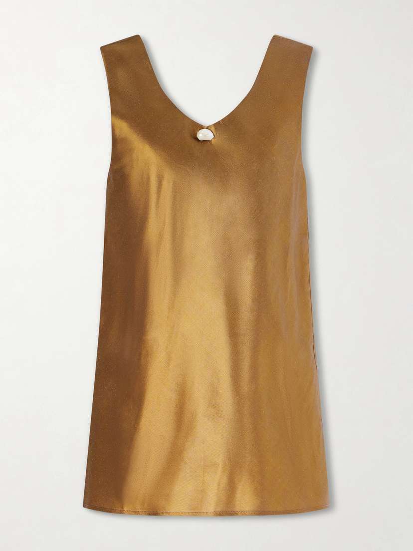 SARA CRISTINA Dune Pearl-embellished Silk-shantung Mini Dress