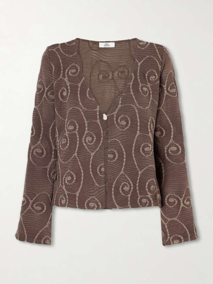 SARA CRISTINA Arerna Textured Metallic Knitted Cardigan