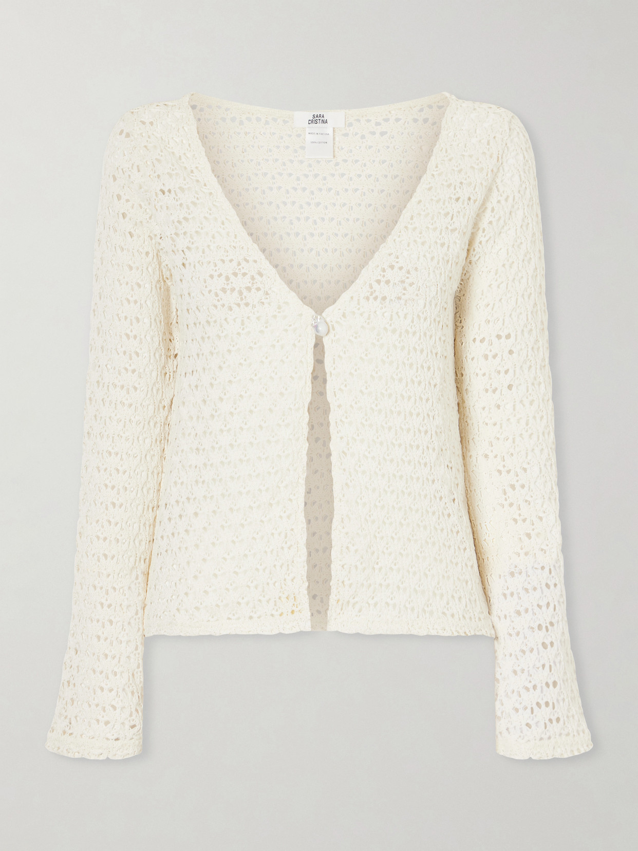 Sara Cristina Arena Crocheted Cotton Coverup In White