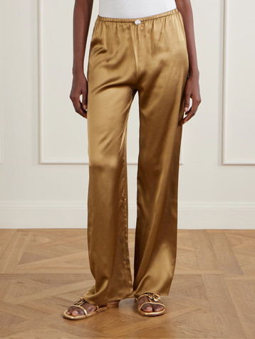 SARA CRISTINA Playa silk-satin straight-leg pants