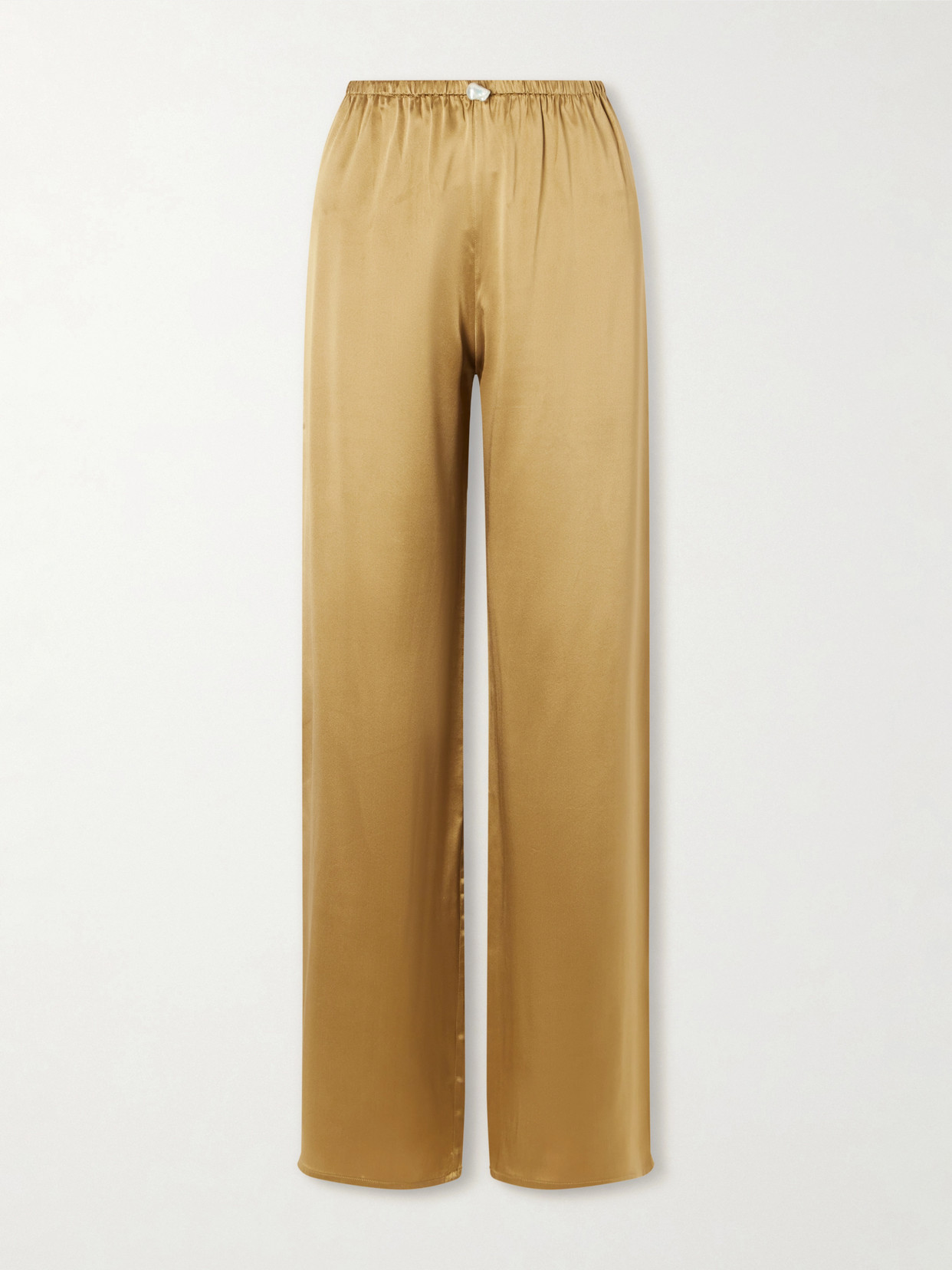 Sara Cristina Playa Silk-satin Straight-leg Pants In Brown